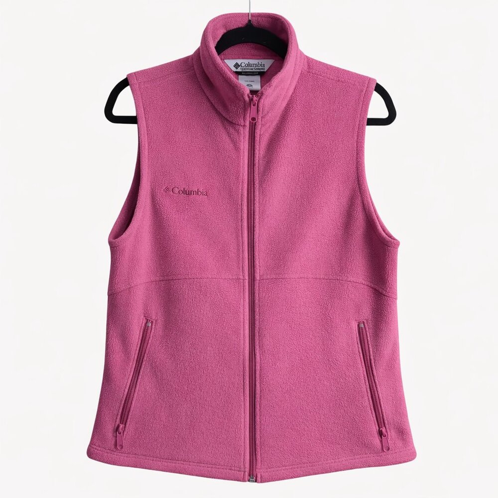 Columbia Pink Fleece Zip Vest Women's Medium Full Zip Outdoors - Picture 2 of 5